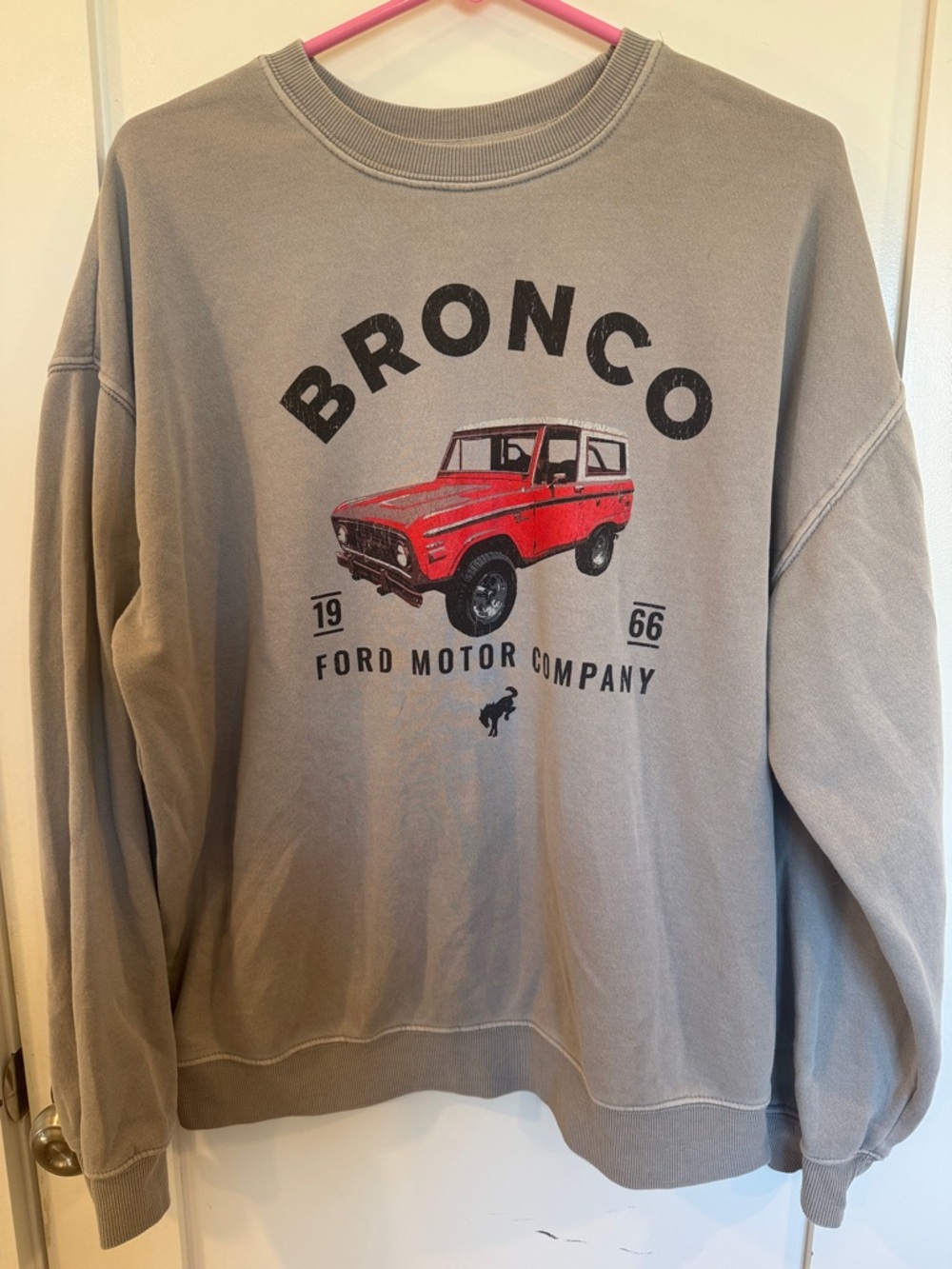 Ford Gray Crewneck Sweatshirt with Red Bronco Graphic